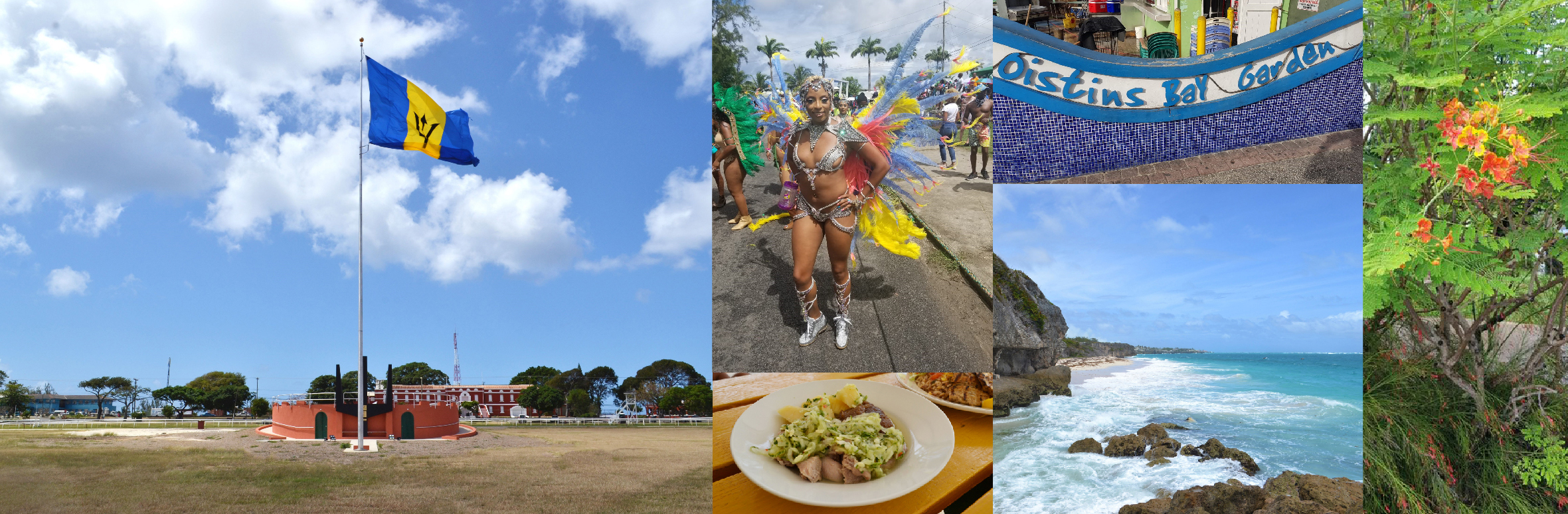 A scenic collage of Barbados beach and city views
